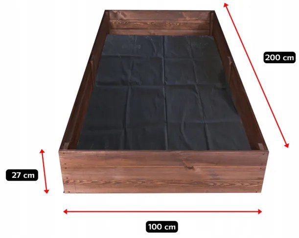 Естествено импрегнирано повдигнато дървено легло 200 x 100 x 27 cm