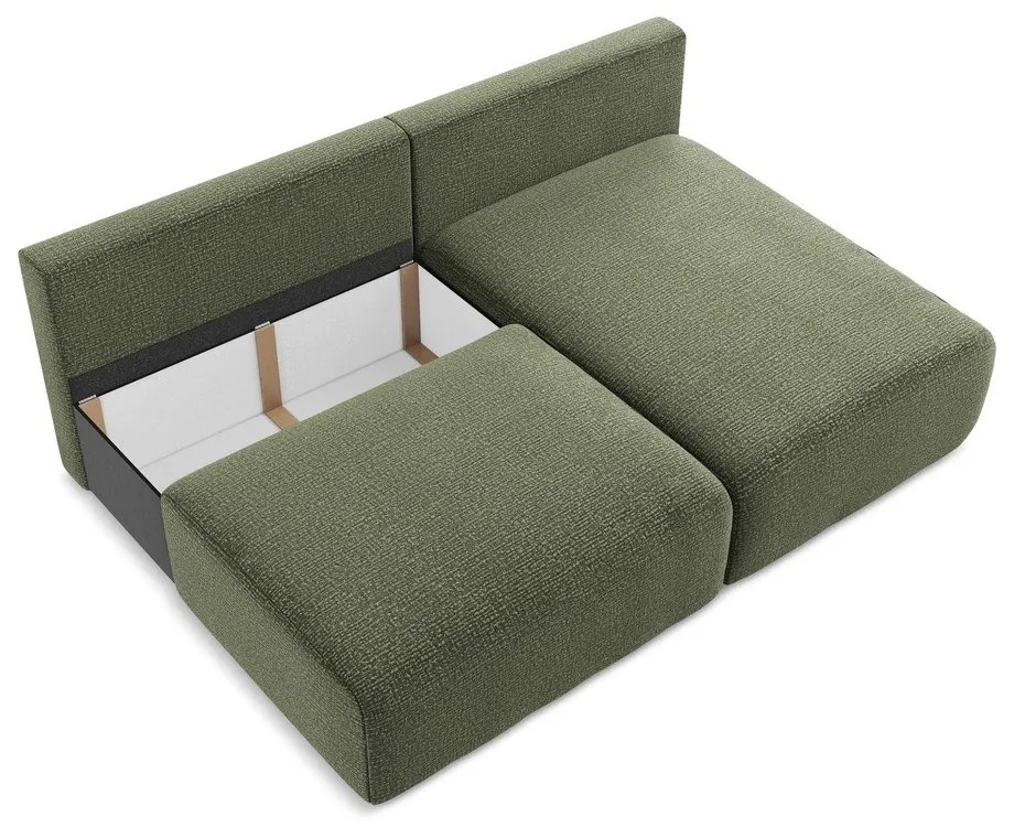 Зелен разтегателен ъглов диван с място за съхранение (десен ъгъл) Kalena – Makamii