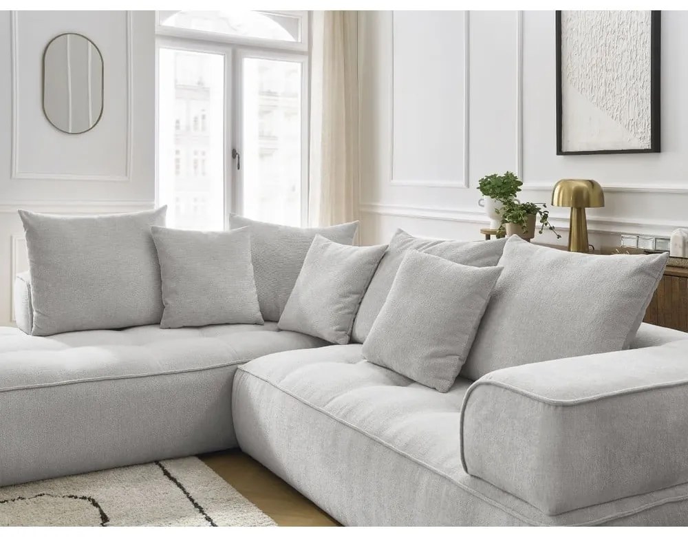 Светлосив шенилов ъглов диван (ляв ъгъл/L форма) Whesley – Bobochic Paris