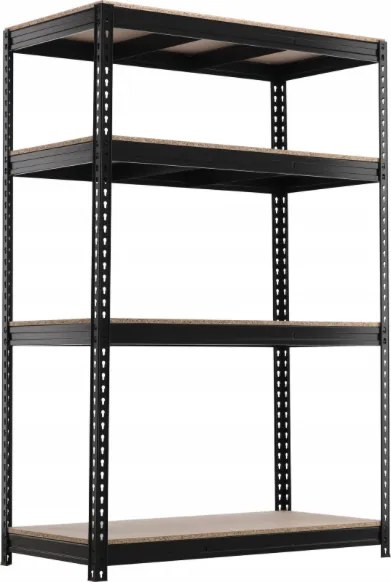 Стелаж за съхранение в черно с 4 рафта 180 x 120 x 60 cm