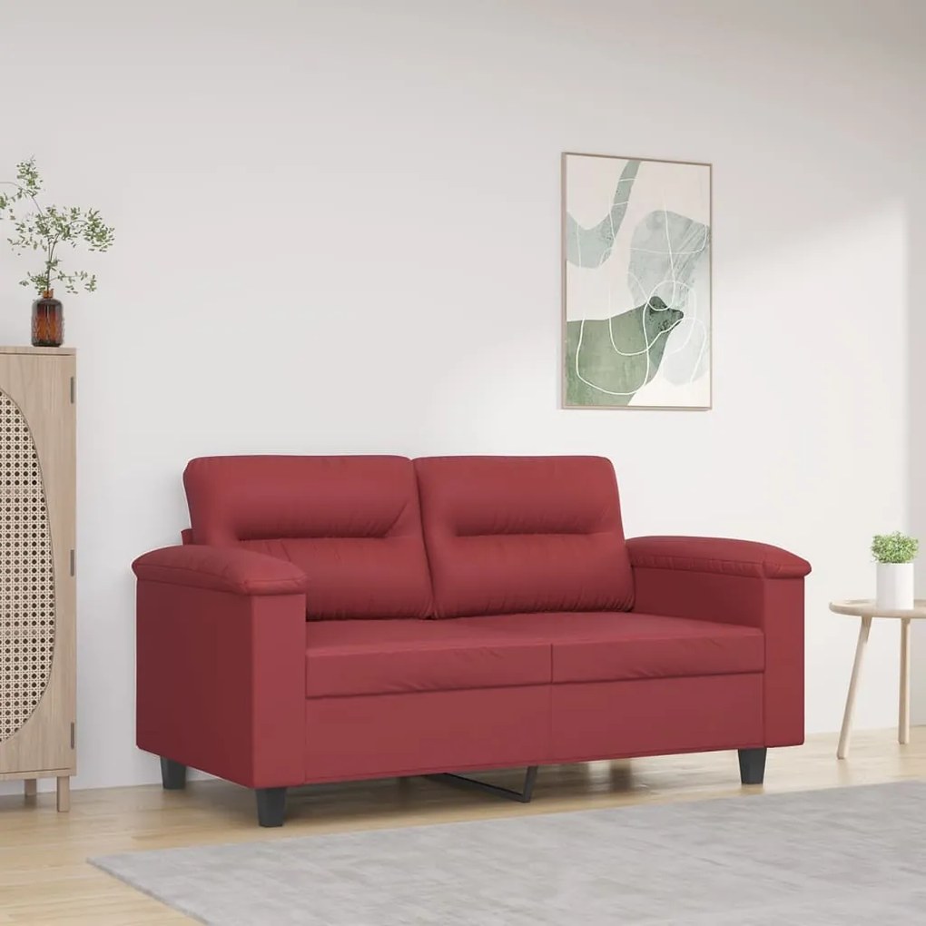 359581 vidaXL 2-местен диван, виненочервен, 120 см, изкуствена кожа