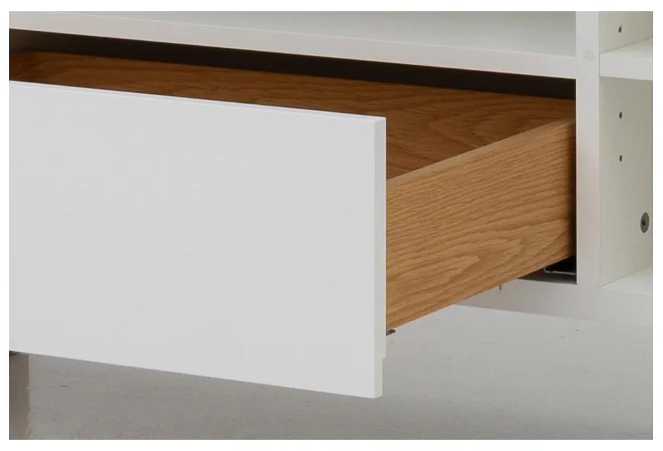 Бяла маса за телевизор с крака от дъбово дърво Birka - Tenzo