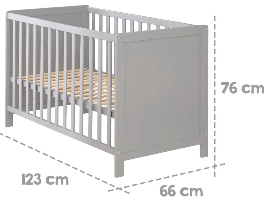 Сиво детско креватче 60x120 cm Hamburg – Roba