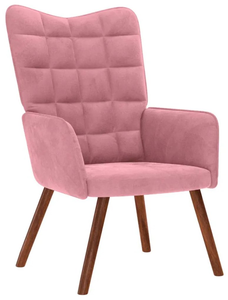 4016814 vidaXL Релакс стол, розов, кадифе