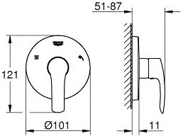 Exterior part distributor Grohe Eurosmart 5 directions