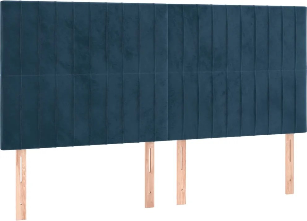 3116628 vidaXL Табла за легло, тъмносиня, 160x5x118/128 см, кадифе