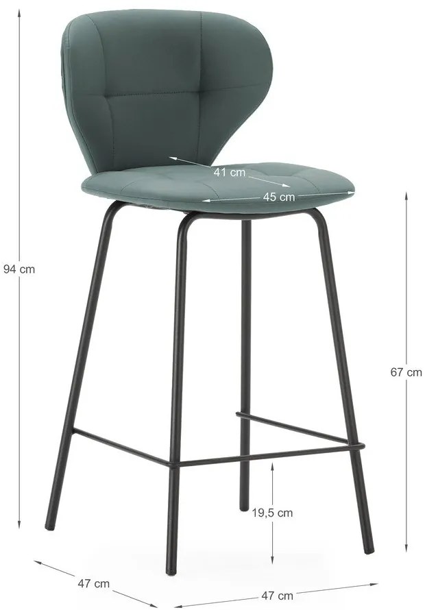Зелени бар столове в комплект от 2 бр. (височина на седалката 67 cm) Maura – Marckeric