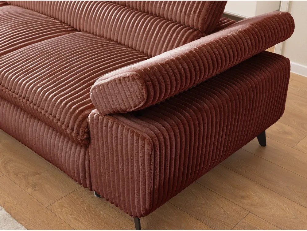 Теракотен ъглов диван от рипсено кадифе (ляв ъгъл L форма) Marbeya – Ropez