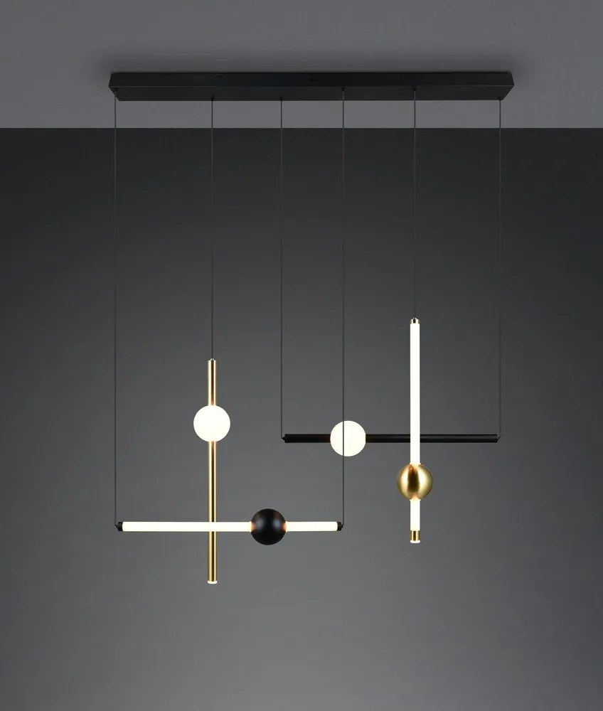 Черно/ в златист цвят LED затъмняващо се висящо осветително тяло Melita – Trio