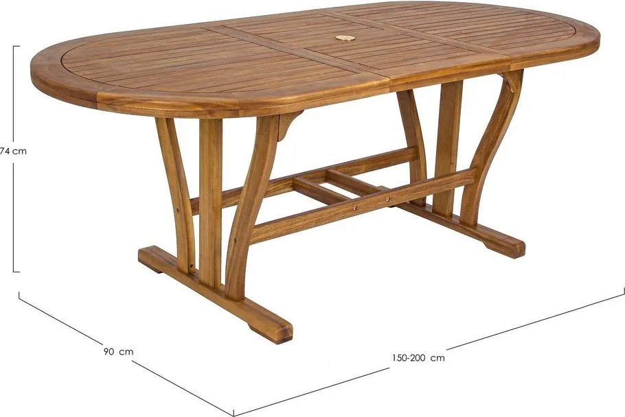 Градинска маса за хранене от масивна акация 90x150 cm Noemi – Bizzotto