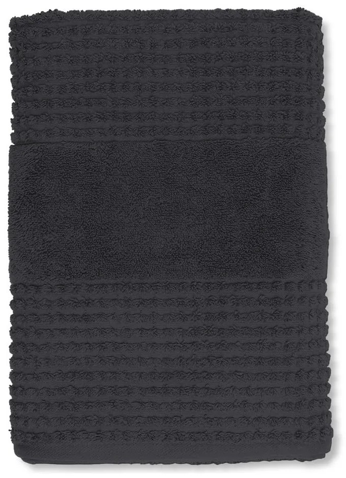 Тъмносива хавлиена кърпа от органичен памук от тери 70x140 cm Check – JUNA