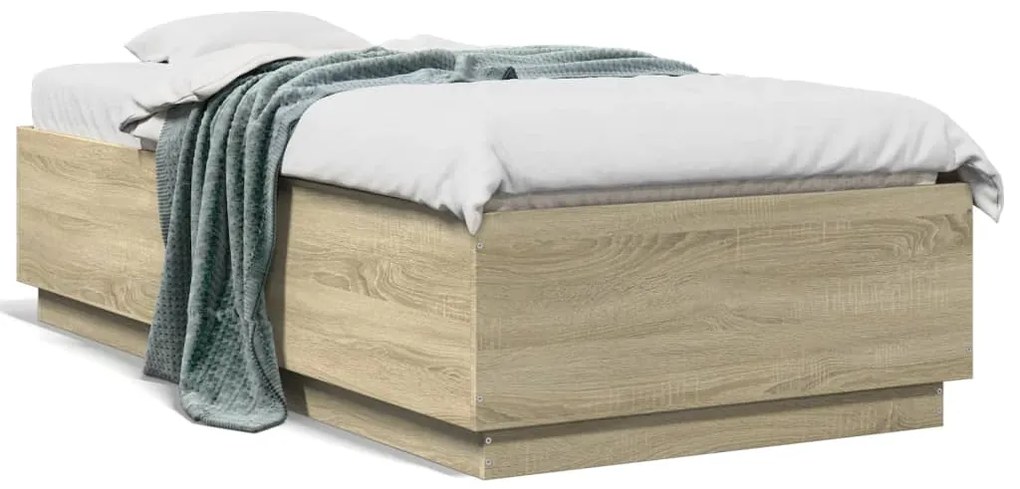 3209760 vidaXL Рамка за легло, дъб сонома, 75x190 см, масивно дърво