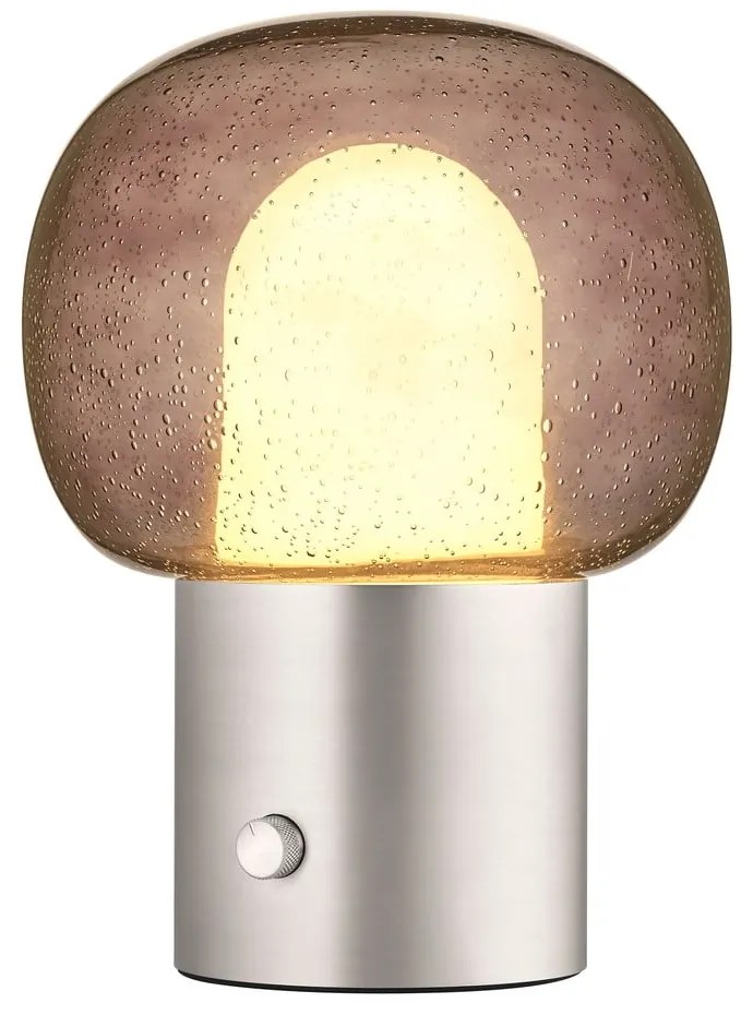 Алуминиева LED настолна лампа в сребрист цвят със стъклен абажур (височина 32 cm) Iris – Blomus