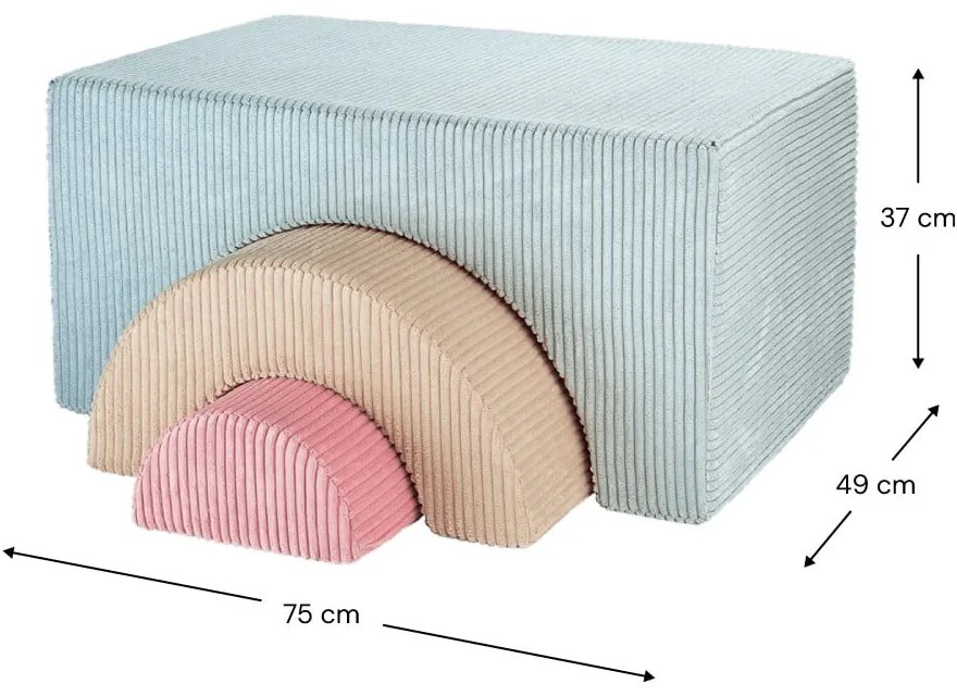 Велурено игрище от пяна в цвят мента 75x49x37 cm Rainbow Montessori – Wigiwama