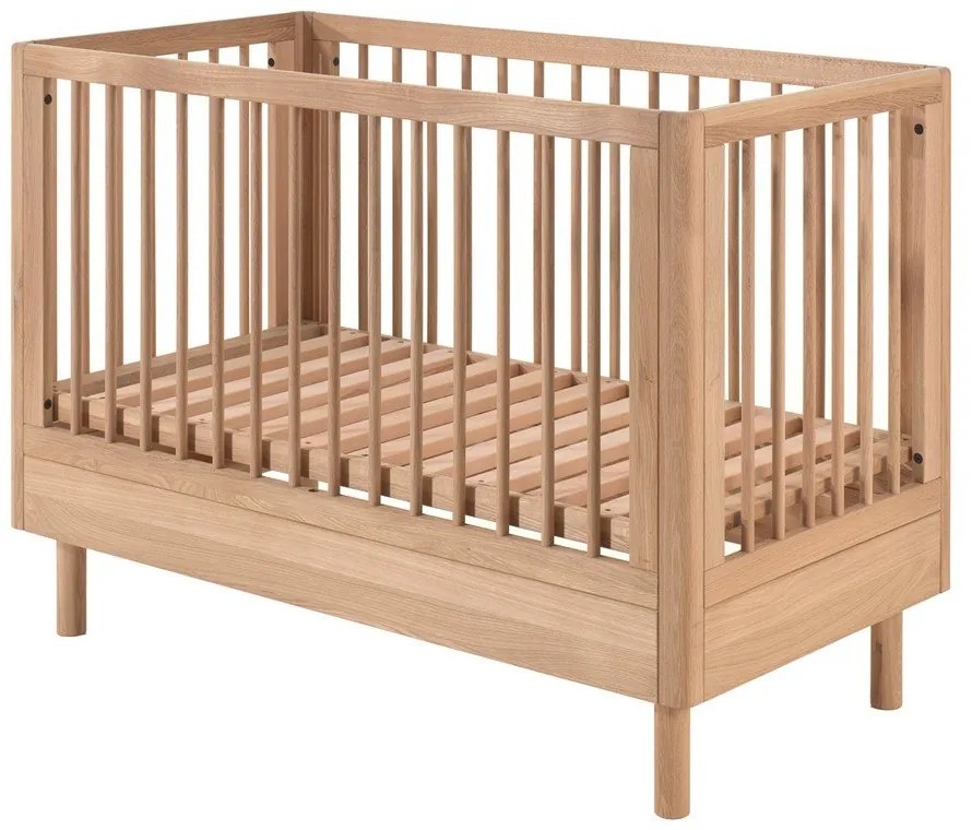 Детско креватче от масивен дъб с регулируема височина в естествен цвят 60x120 cm Forrest – Vipack