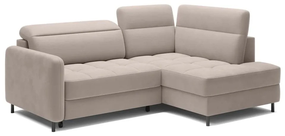 Светлокафяв кадифен разтегателен ъглов диван с място за съхранение (десен ъгъл L форма) Barea – ELTAP