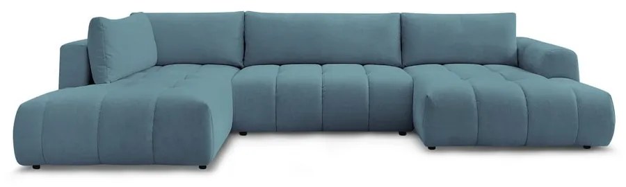 Син сгъваем/с място за съхранение ъглов диван (ляв ъгъл/U форма) Fuji – Bobochic Paris