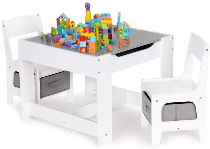 Детски комплект мебели дървена маса + 2 стола