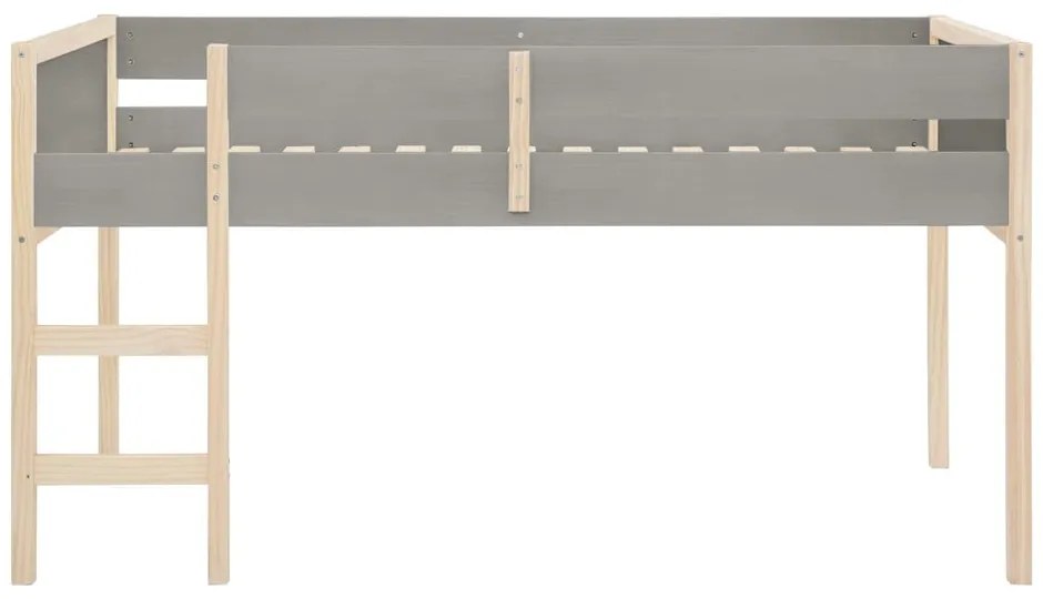 Повдигнато детско легло от масивен бор в сив и естествен цвят 90x200 cm Square – Støraa