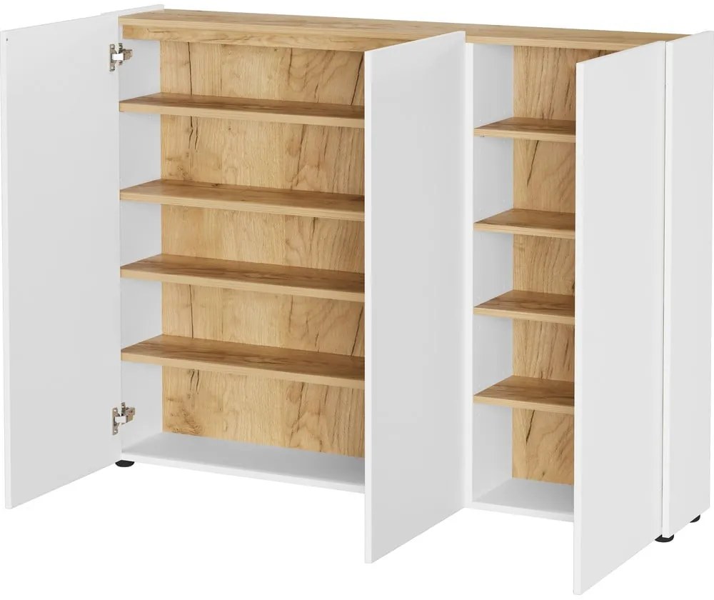 Бяла стойка за обувки от декор от дъб 138x105x25 cm Libbiano – Germania