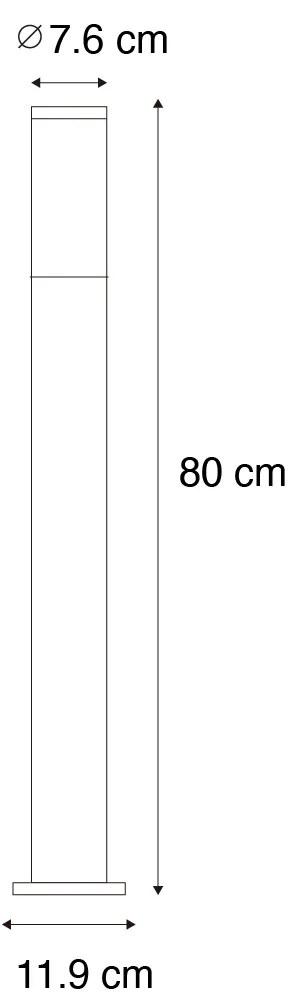 Модерна външна стълбова лампа стомана с опал 80 см IP44 - Rox