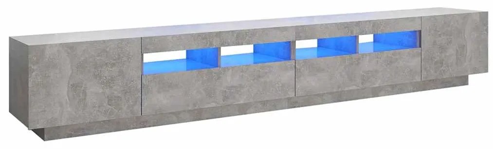3081919 vidaXL ТВ шкаф с LED осветление, бетонно сив, 260x35x40 см