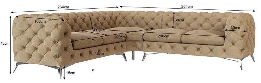 Светлокафяв кадифен ъглов диван Chelsea – Ropez