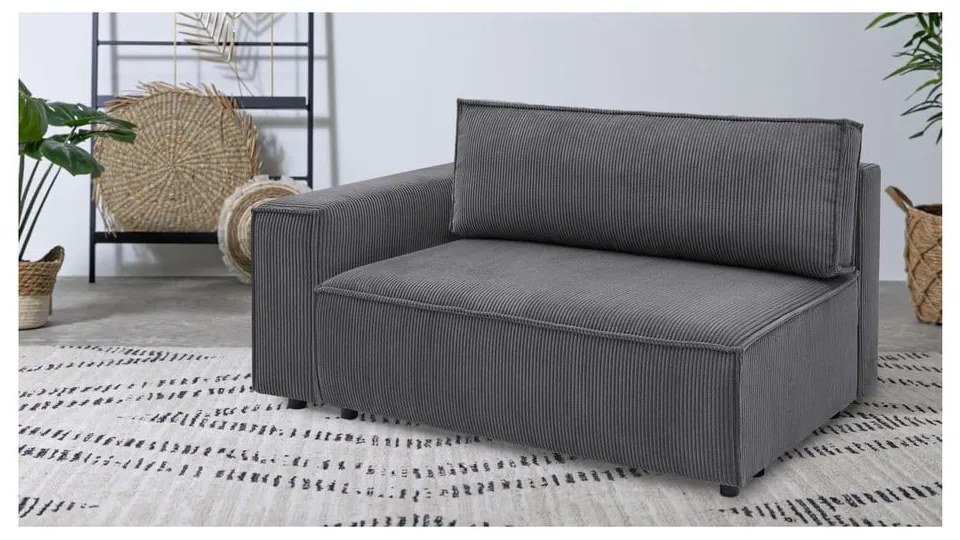 Тъмносив модул за диван от велур, ляв ъгъл Nihad modular - Bobochic Paris