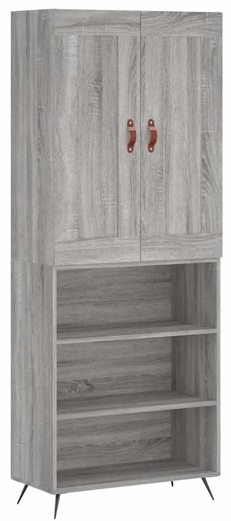 3200047 vidaXL Висок шкаф, сив сонома, 69,5x34x180 см, инженерно дърво