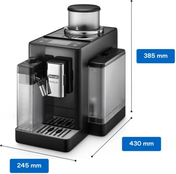 Еспресо машина DeLonghi Rivelia Onyx Black EXAM440.55.B, 1450W, 19 bar, 1.4 л, 16 напитки, Aroma, LatteCrema Hot, Twin Shot, Bean Adapt, TFT тъч дисплей, Черен мат