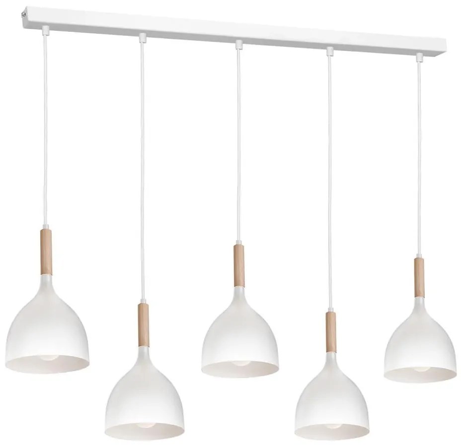 Пендел NOAK 5xE27/15W/230V бял/бук