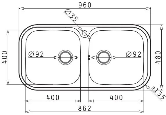 Pyramis Jumbo Twin 2B-гладка мивка
