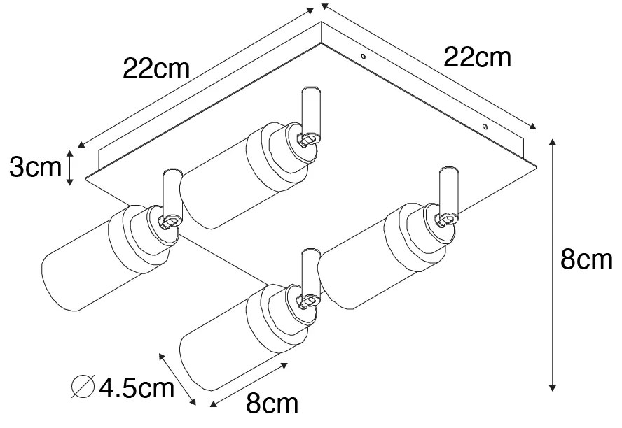 Модерен баня прожектор черен 4-светлина IP44 - Japie