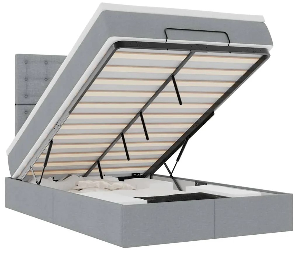 3314162 vidaXL Османска легло с матрак и LED, светлосиво, 120x200 см, плат