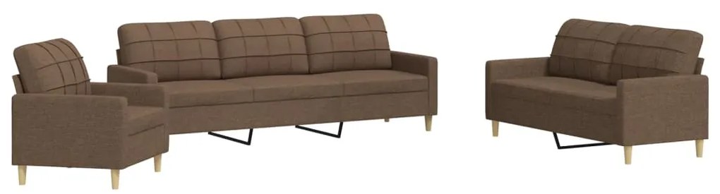 3278290 vidaXL Комплект дивани 3 части кафяв текстил
