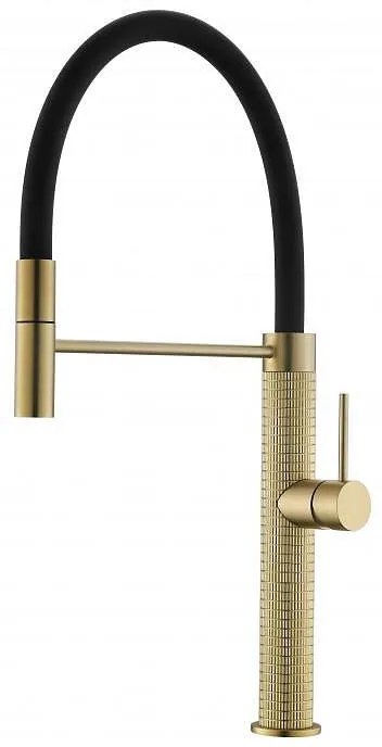 Смесител за кухня ICF 7789809GOLD, Inter Ceramic, месингов, черен + злато, 52.9x24.9см