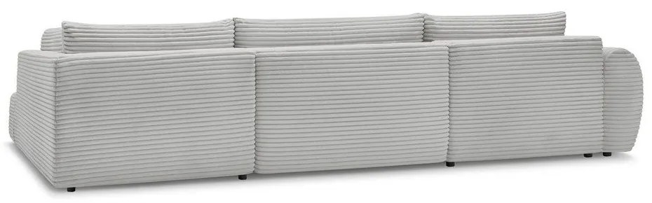 Светлосив сгъваем/с място за съхранение ъглов диван от рипсено кадифе (десен ъгъл/U форма) Lucien – Bobochic Paris