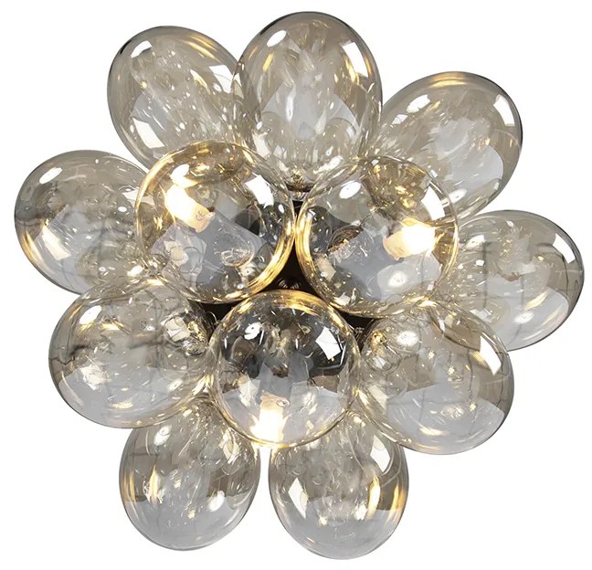 Смарт таванна лампа черна с кехлибарено стъкло 3 светлини вкл. 3 Wifi G9 - Uvas