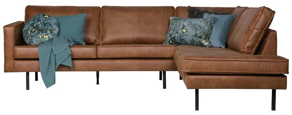 Кафяв ъглов диван от изкуствена кожа (десен ъгъл/L форма) Rodeo – WOOOD