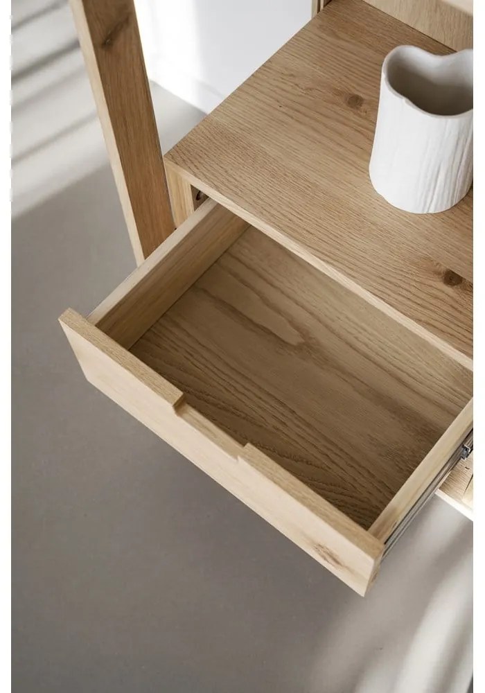 Витрина от декор от дъб с плъзгащи се врати в естествен цвят 100x203 cm Hazelton – Rowico