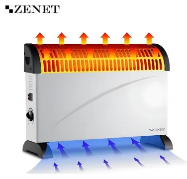 Подов конвектор Zenet ZET-520, 2000W, 20 м2, 3 степени, Термостат, Защита от прегряване, Бял