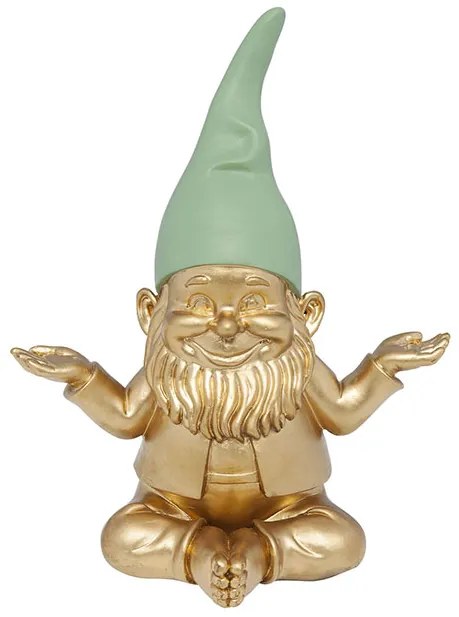 Деко фигура Zwerg Meditation Gold Green 19см