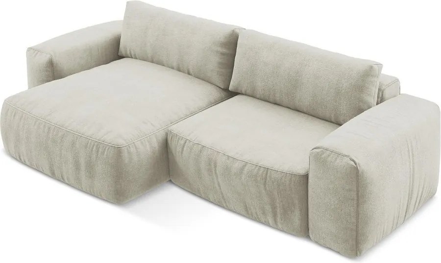 Бежов шенилов сгъваем ъглов диван (ляв ъгъл) Kuki – Makamii