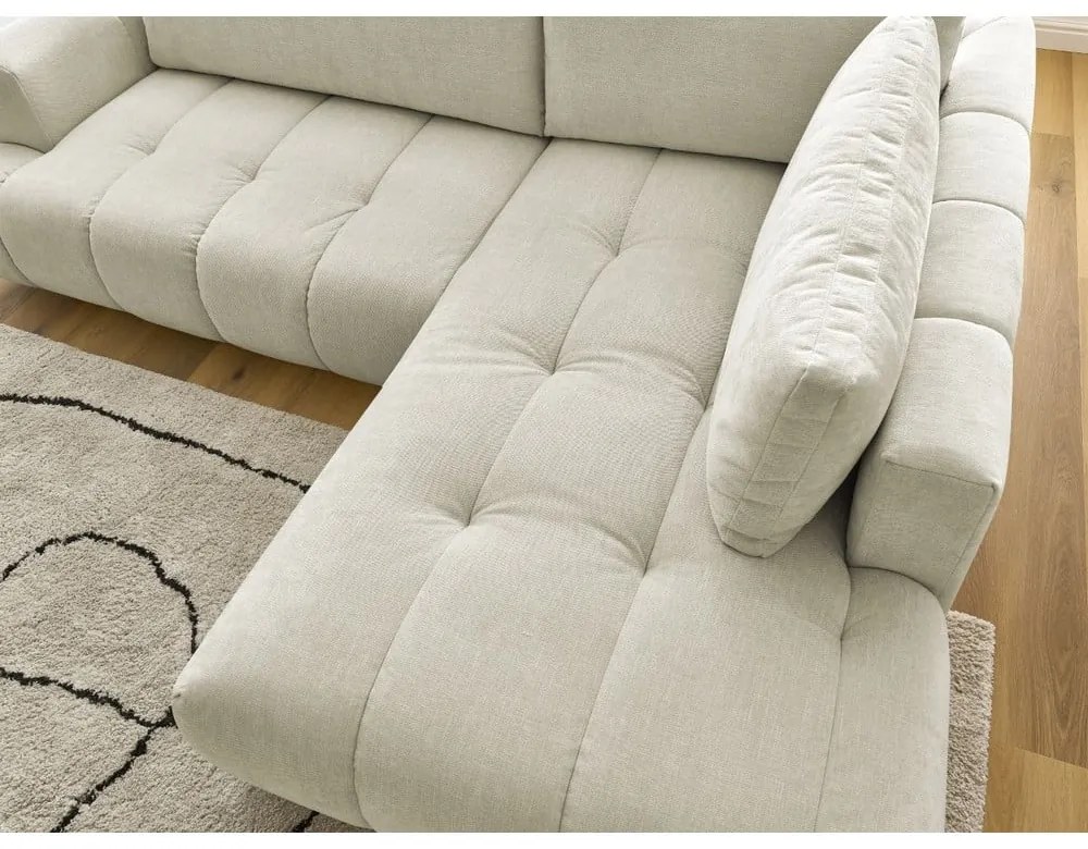 Бежов сгъваем/с място за съхранение ъглов диван (десен ъгъл/L форма) Fuji – Bobochic Paris