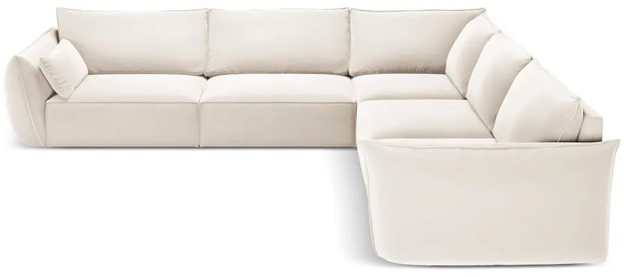 Бежов кадифен ъглов диван Vanda – Mazzini Sofas