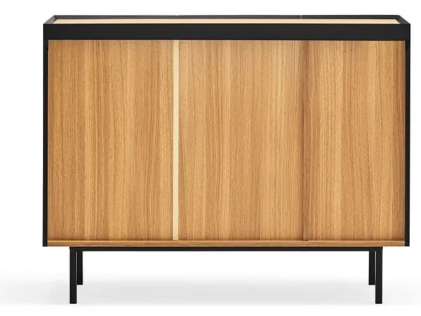 Черен/естествен нисък скрин от декор от дъб 110x85 cm Arista – Teulat