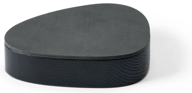 Дървена декоративна кутия за съхранение от еко кожа с капак в черен и антрацитен цвят 14x12,5x3,5 cm Curve Nupo – LIND DNA