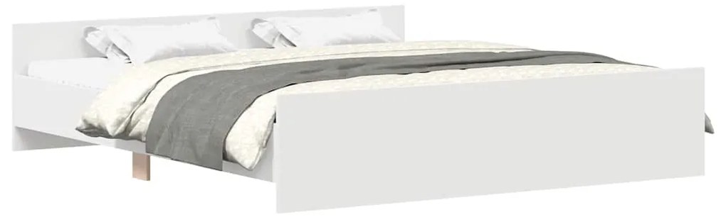 3203761 vidaXL Рамка за легло с горна и долна табла, бяла, 160x200 см
