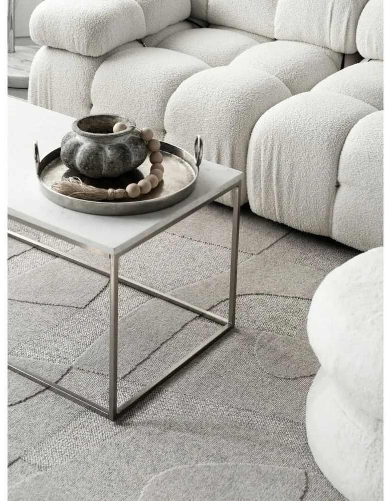 Светлосив вълнен килим 133x190 cm Morphic Botanica – Agnella