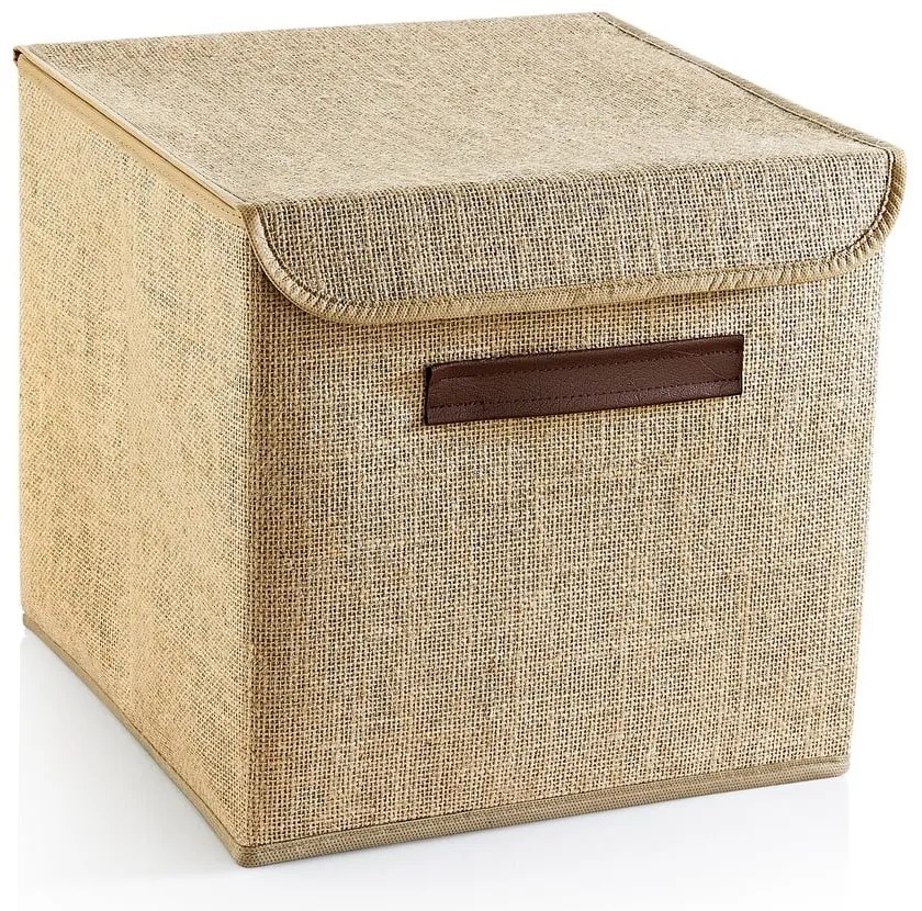 Светлокафява кутия за съхранение с капак от юта 30x30x30 cm – Mioli Decor
